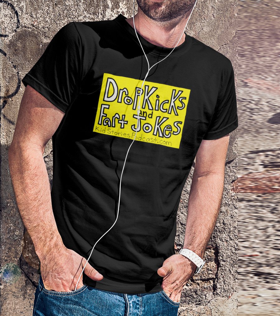 Dropkicks And Fart Jokes Kid Stories Podcast Rectangle Yellow Background T-Shirt