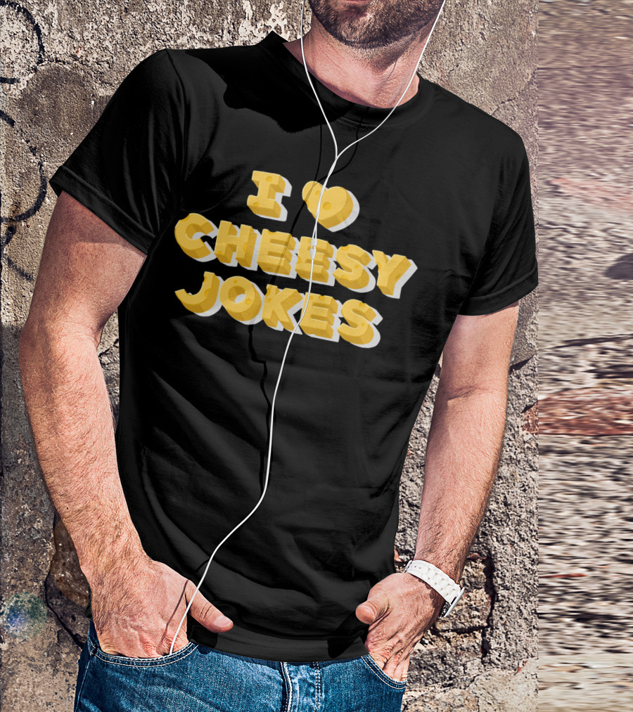 I Heart Cheesy Jokes With Cheese-Themed Letters T-Shirt