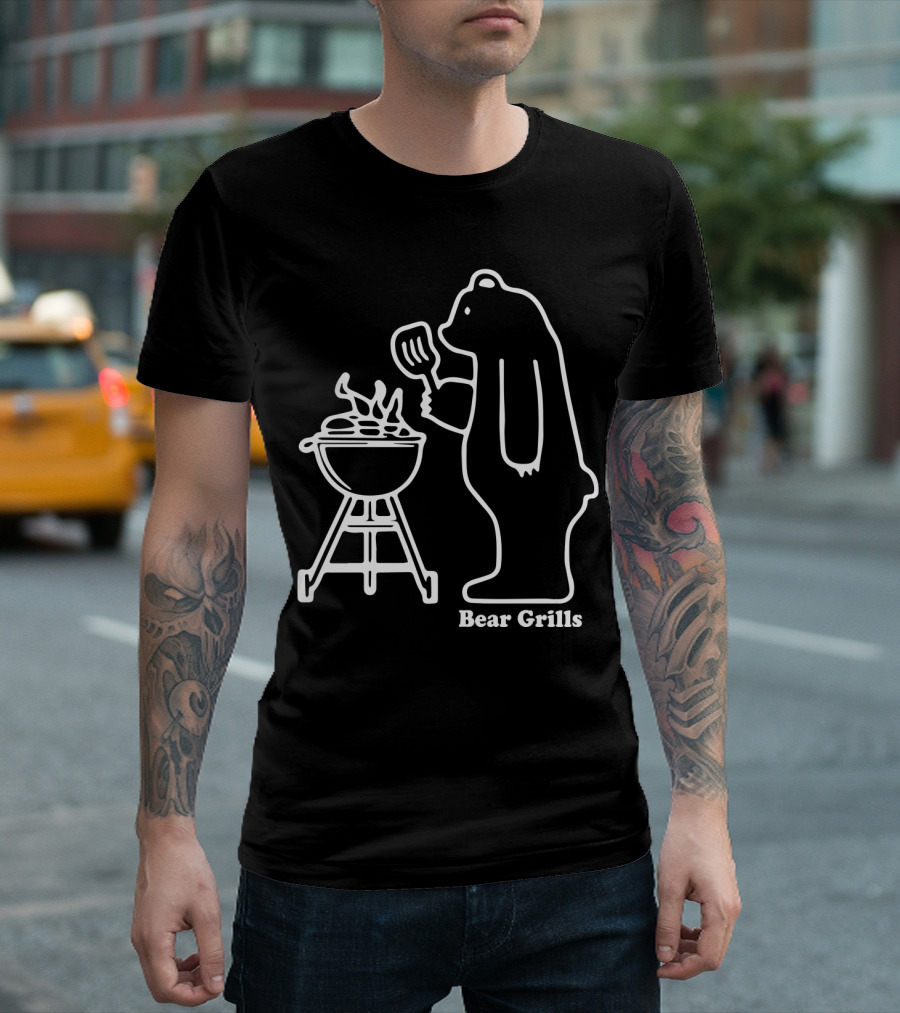 Bear Grills BBQ Joke Born Survivor Vest Funny Barbecue Grylls Athletes T-Shirt