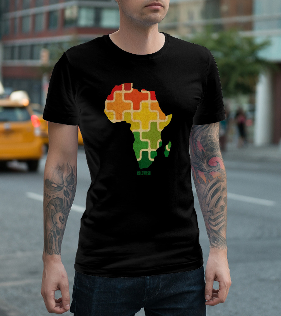 AFRICAN PUZZLE COLDWASH Colorful Map T-Shirt