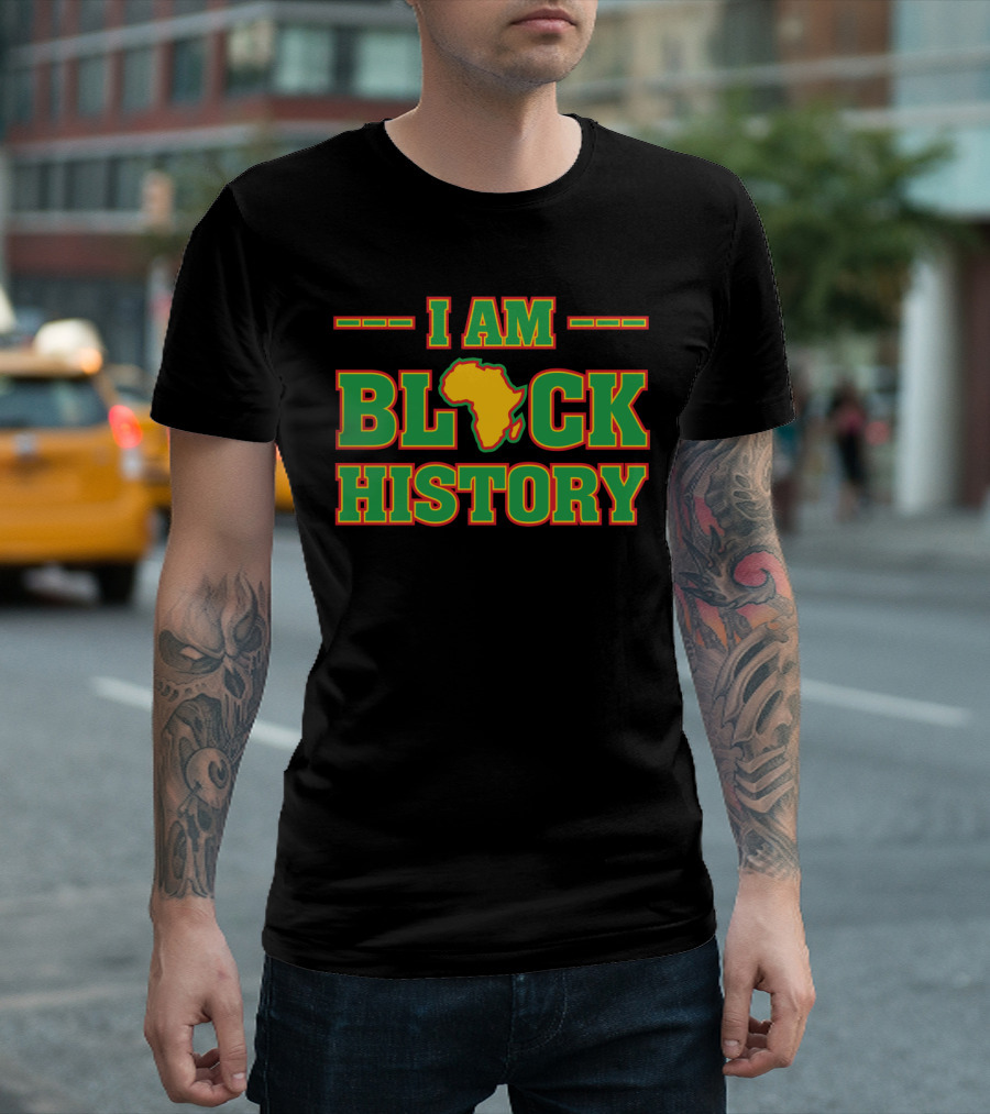 I Am Black History Africa Map African American Pride Month T-Shirt