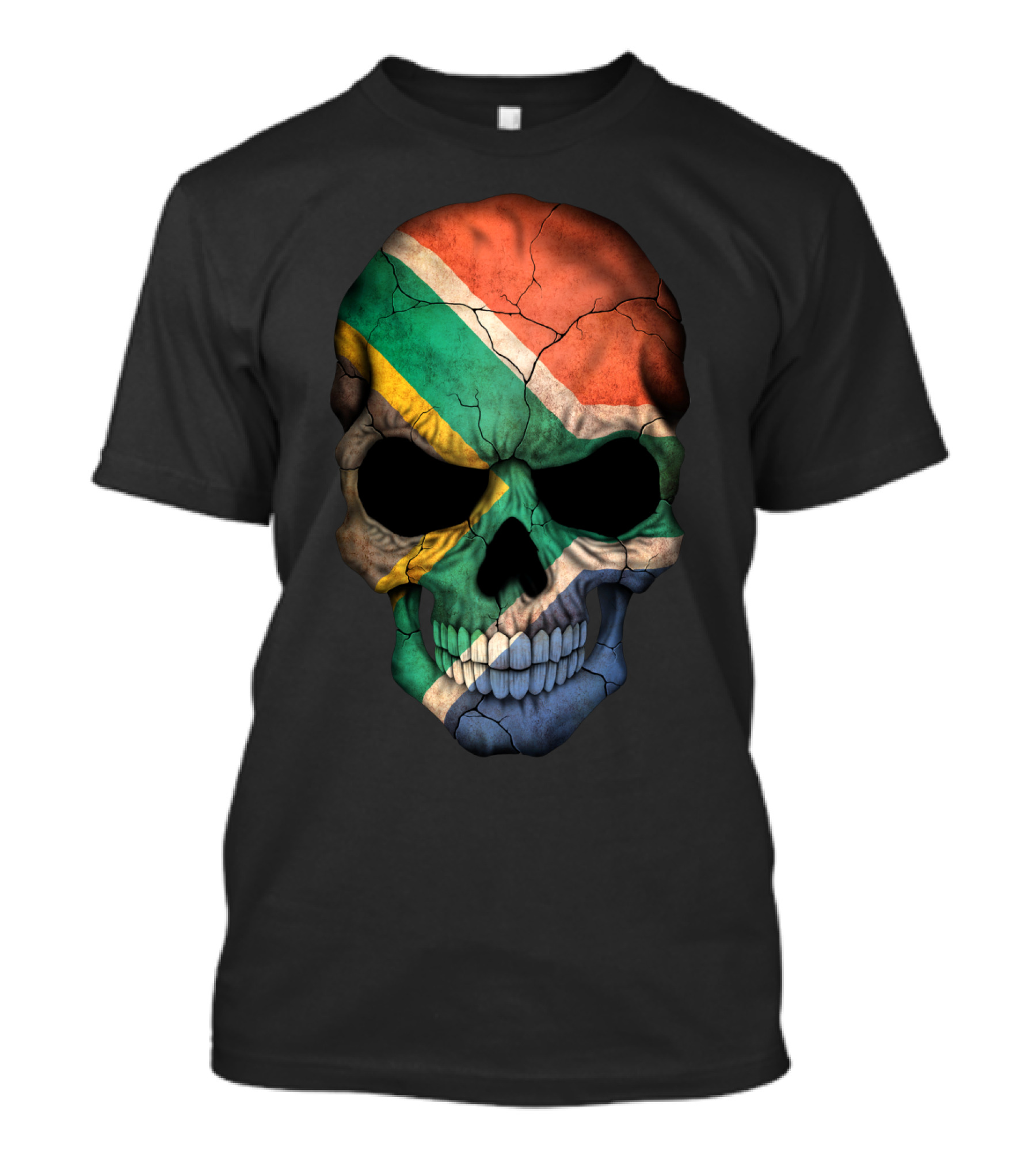 South African Flag Skull Graphic With Patriotic Symbolism T-Shirt
