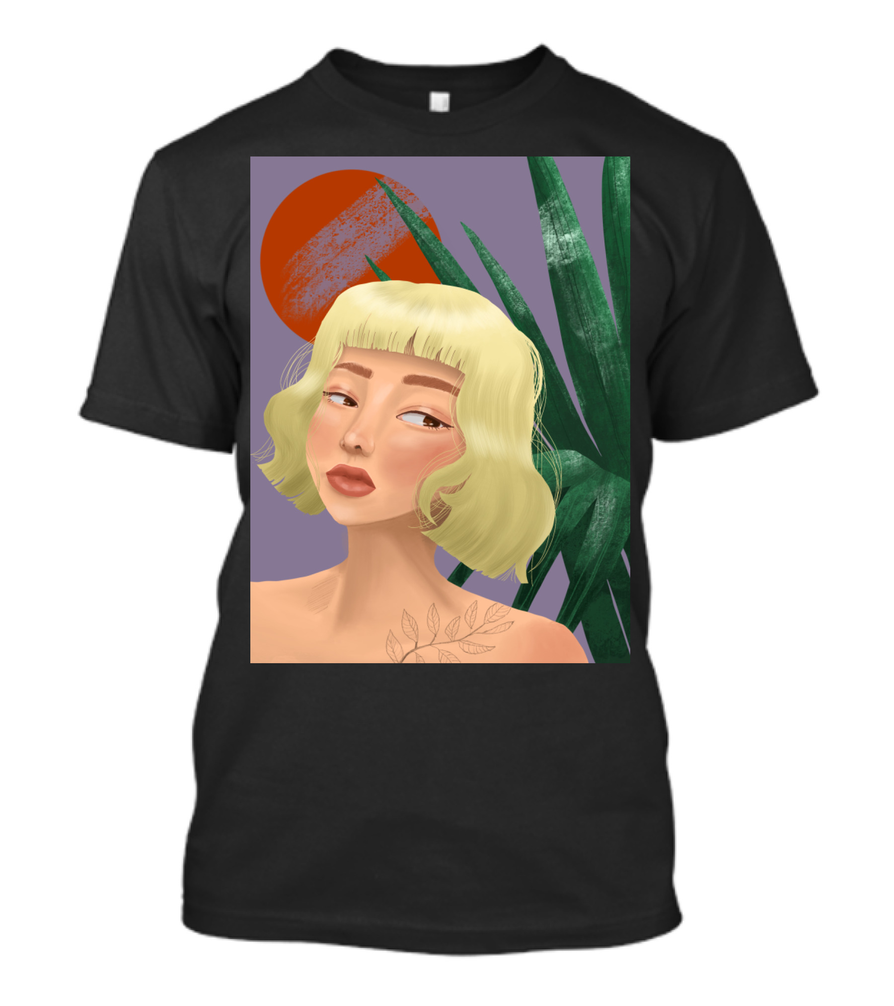Silent Dawn Reflective Portrait With Blonde Woman And Vibrant Sunlit Leaves T-Shirt
