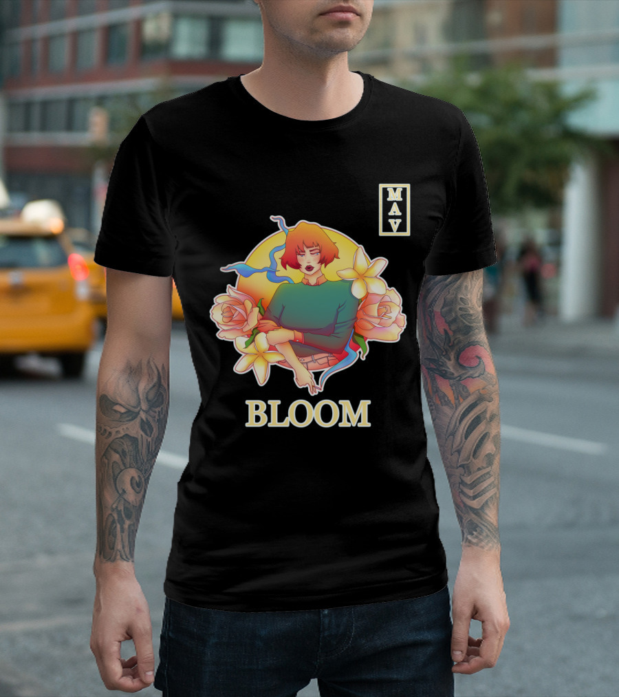 BLOOM MAV Floral Graphic with Person Surrounded T-Shirt