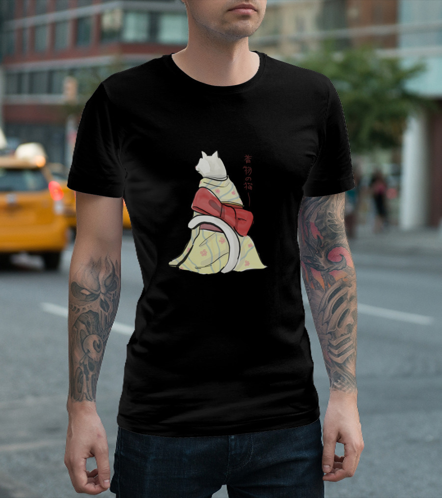 Kimono Cat Red Bow T-Shirt