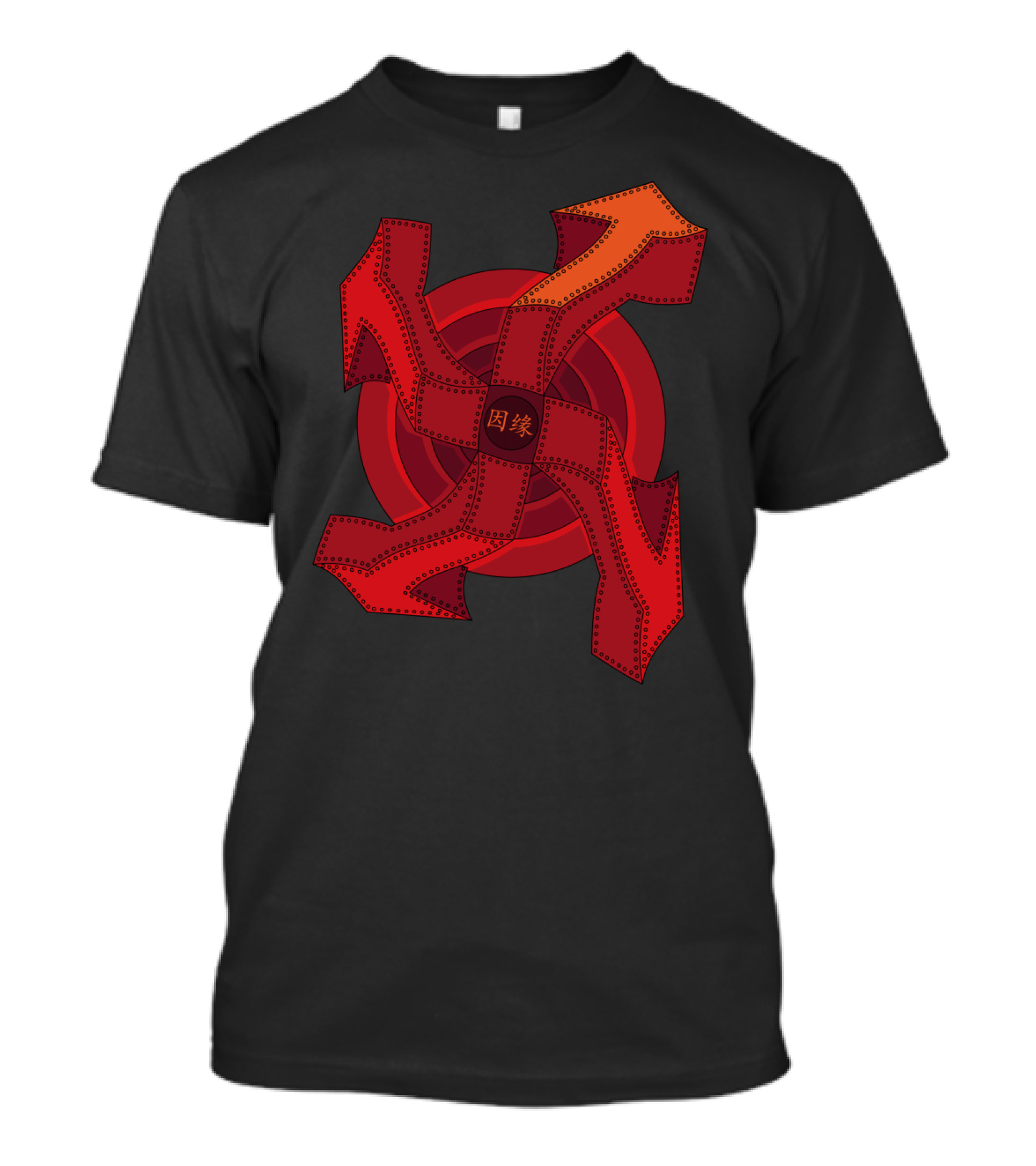 Red Karma Arrows With Kanji Overlapping Circles T-Shirt
