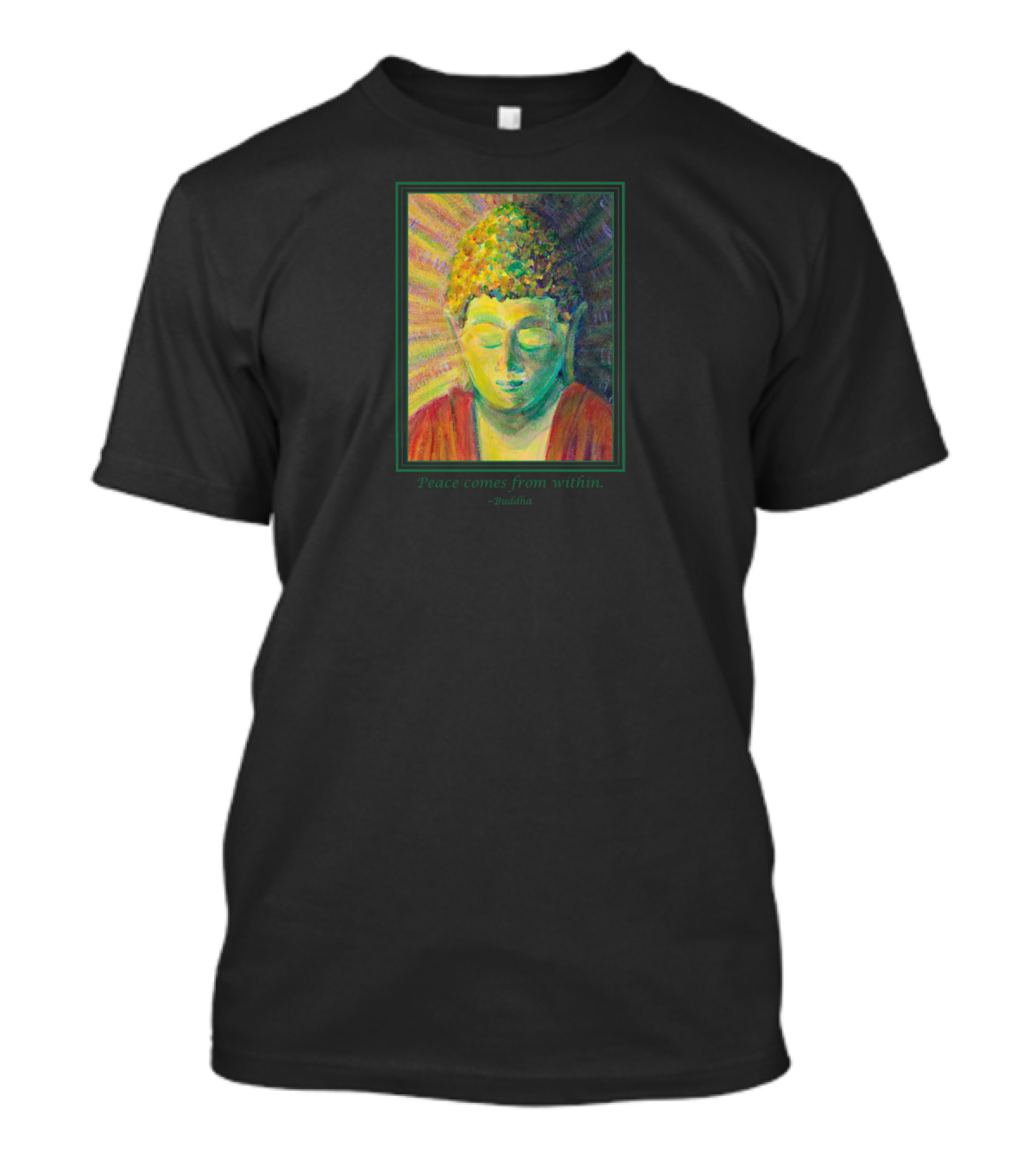 Peace Comes From Within Green Buddha Light Backgrounds T-Shirt
