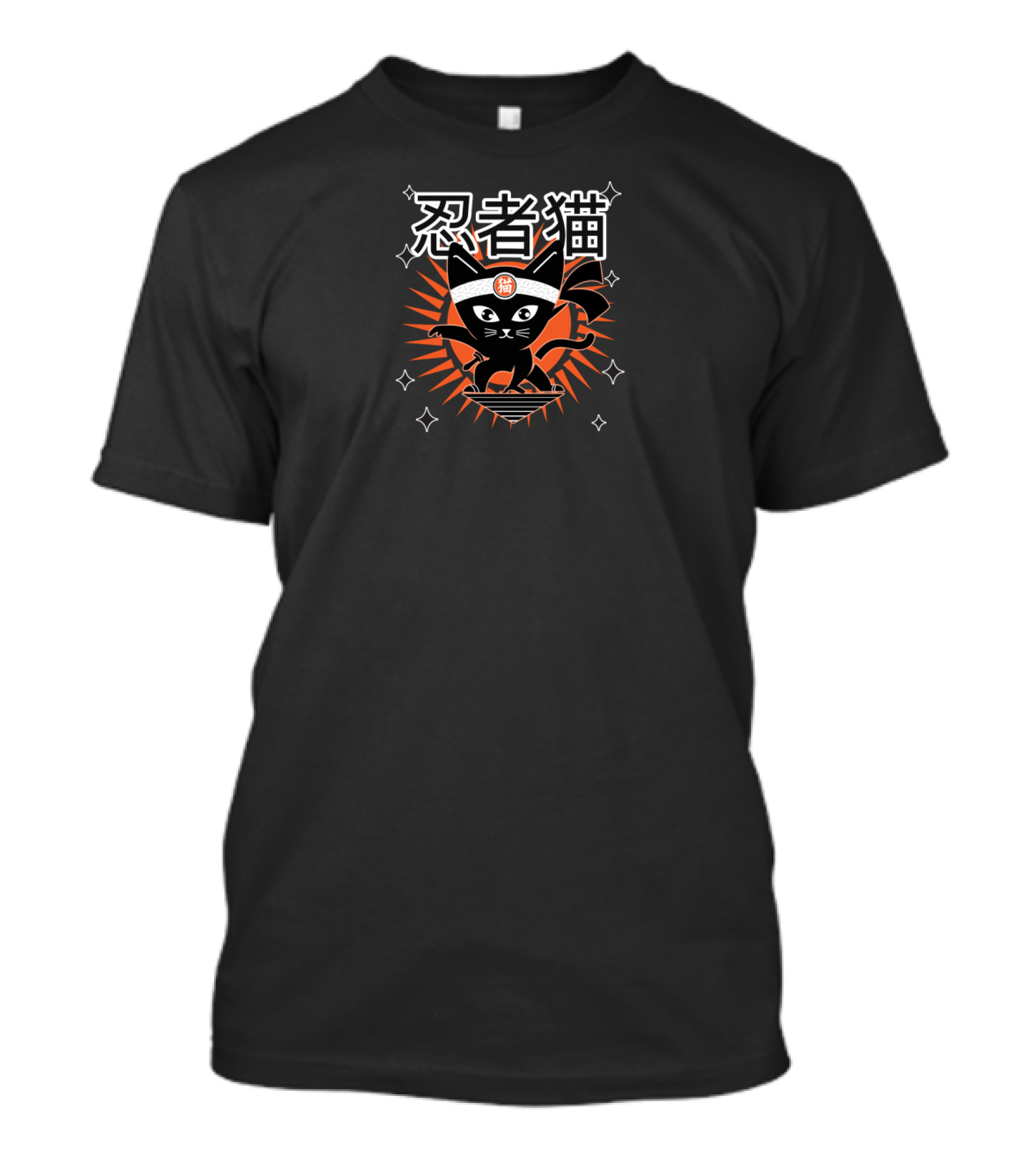 Cute Ninja Cat With Ramen Bowl Stylized T-Shirt