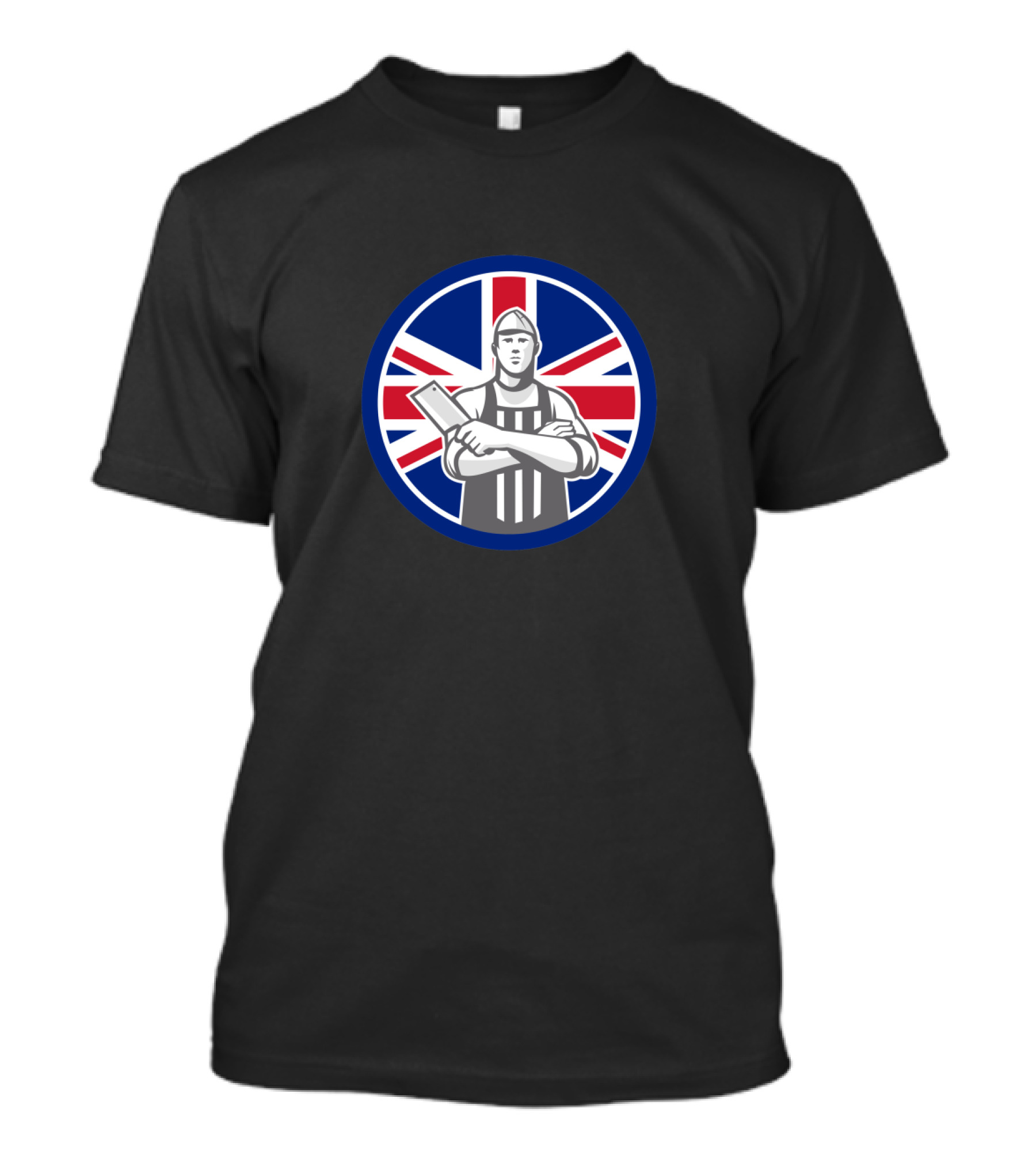 British Butcher Union Jack Flag Icon With Cleaver T-Shirt