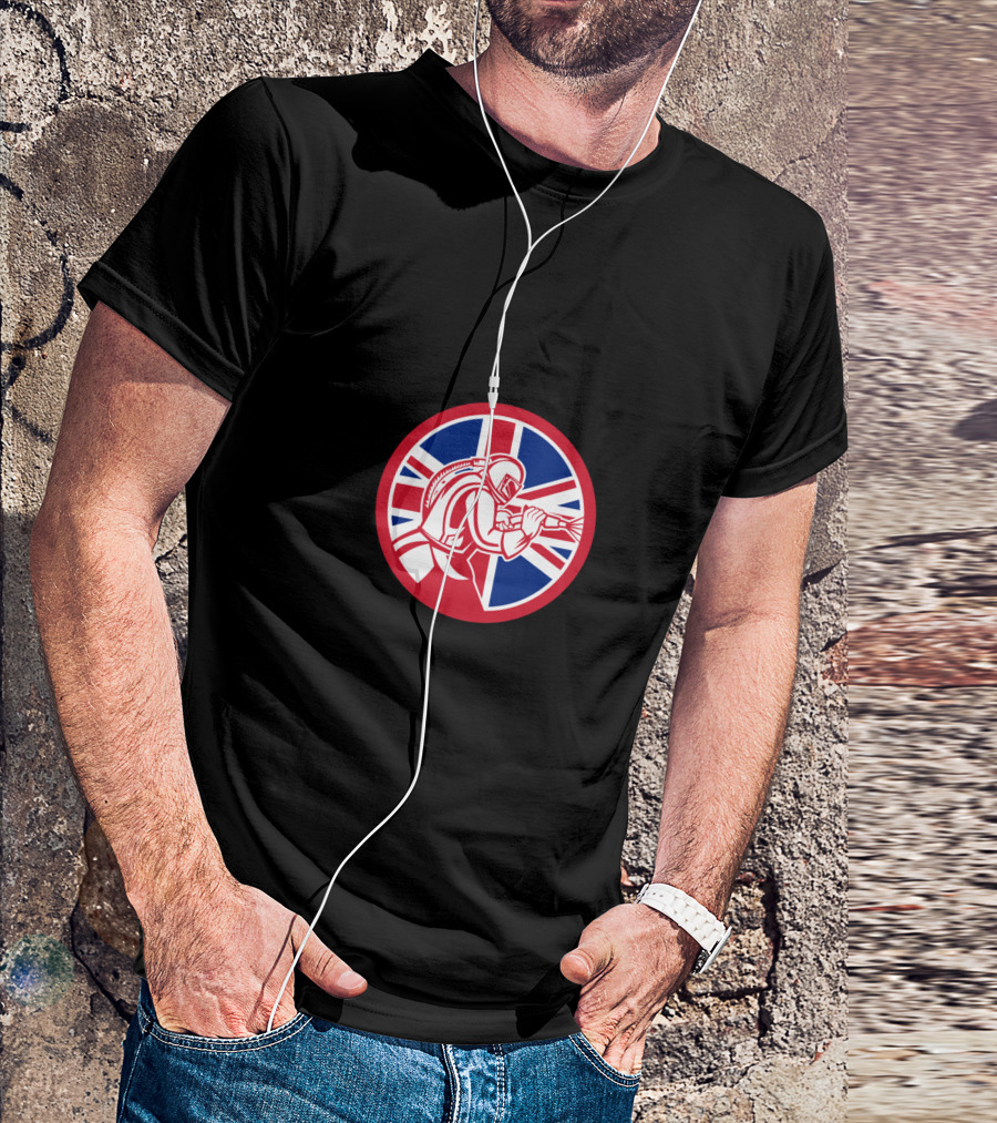 British Sandblaster With Union Jack Flag In Circular Emblem T-Shirt