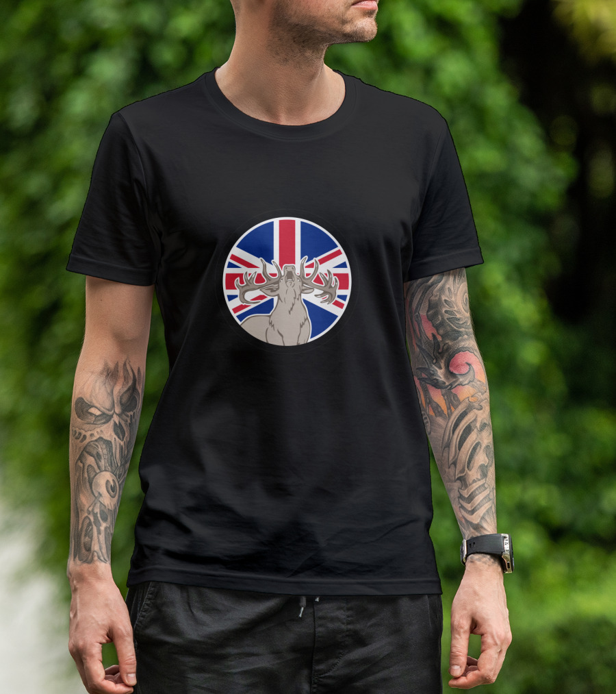 Union Jack Red Deer Icon Flag T-Shirt