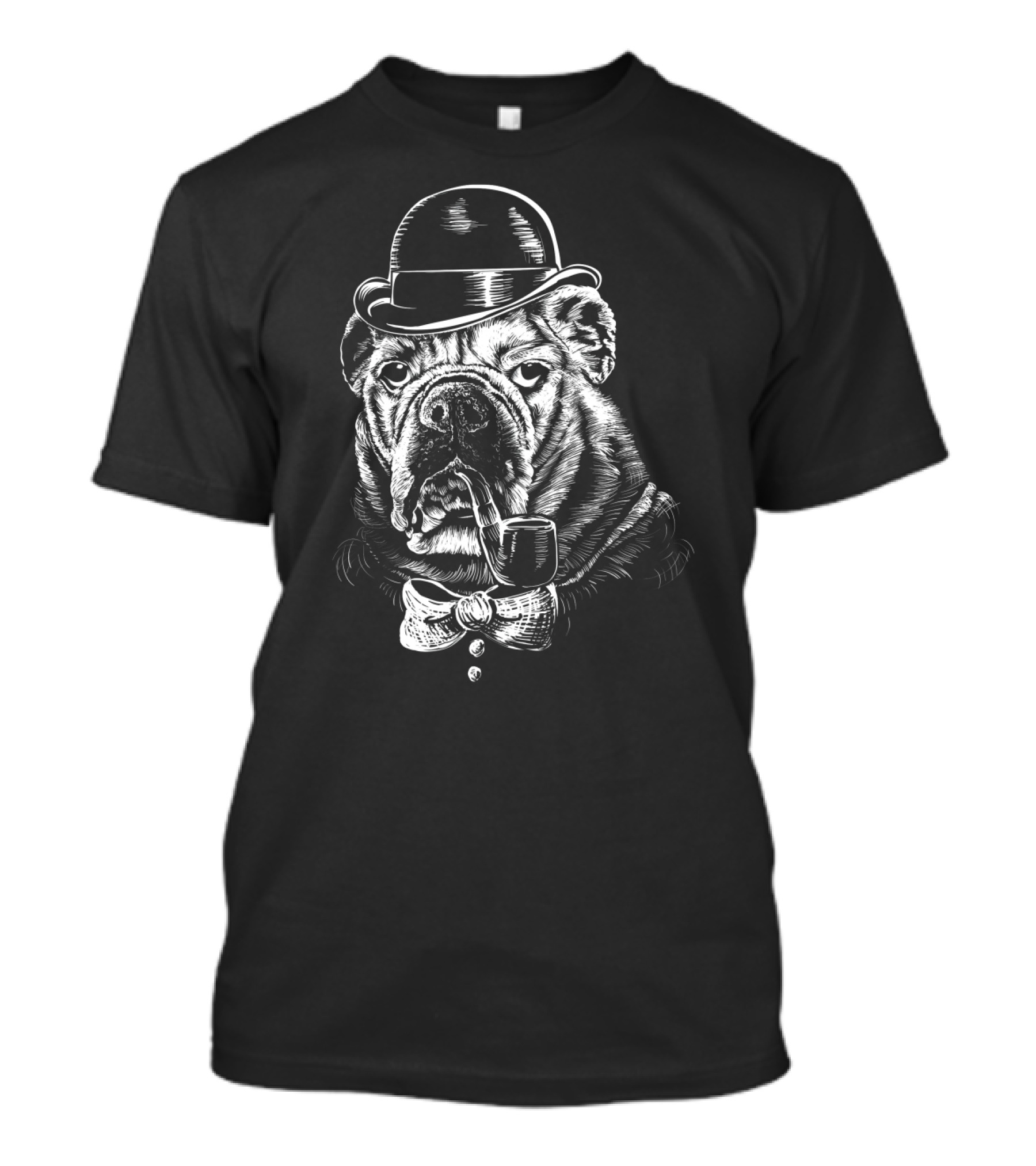 English Gentleman Bulldog With Bowler Hat And Pipe T-Shirt