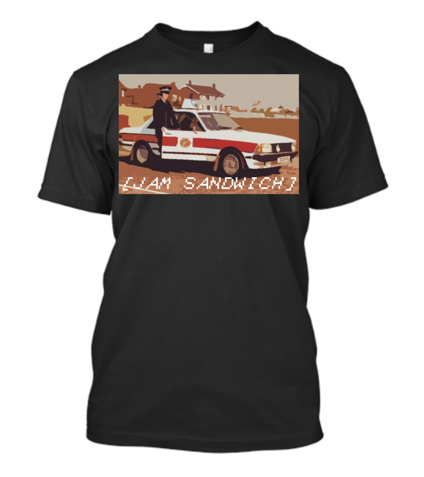 Police Car With Officer In Retro Style Jam Sandwich T-Shirt