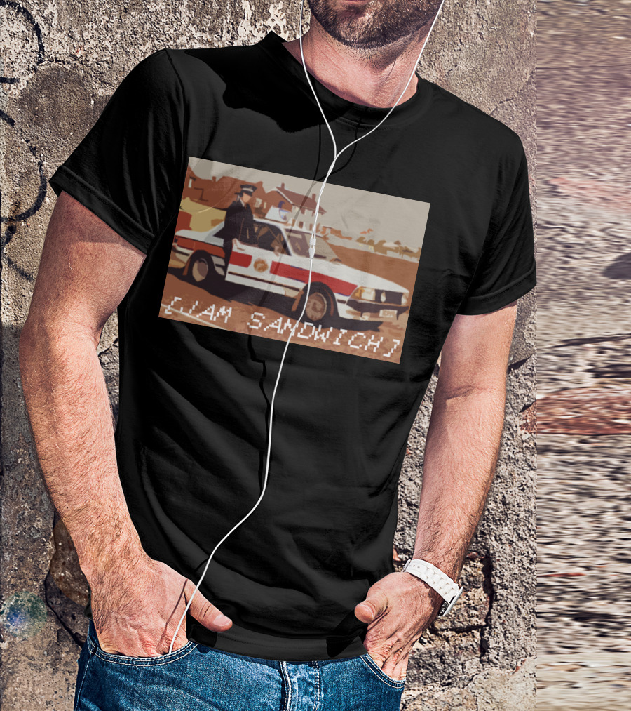 Police Car With Officer In Retro Style Jam Sandwich T-Shirt
