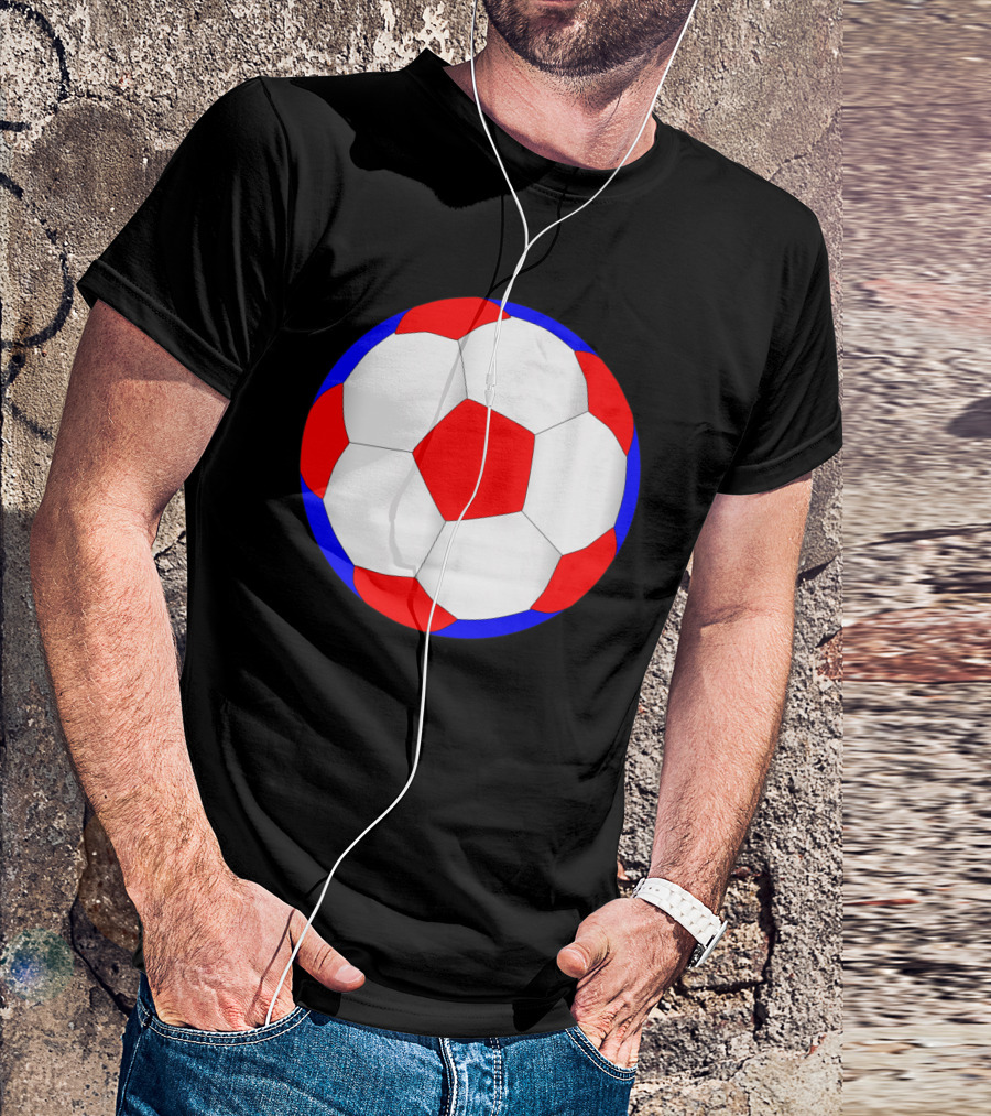 Red White And Blue Soccer Ball T-Shirt