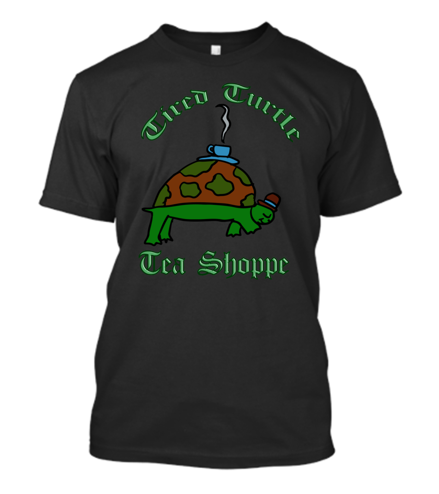 Tired Turtle Tea Shoppe Cozy Steaming Cup On Turtle Shell T-Shirt