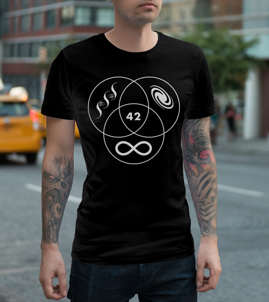 42 Infinite Galaxy DNA Venn Diagram Hitchhiker’s Guide to the Galaxy T-Shirt