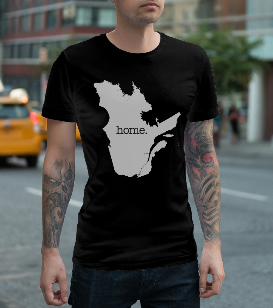 Map of Quebec with Home Text T-Shirt