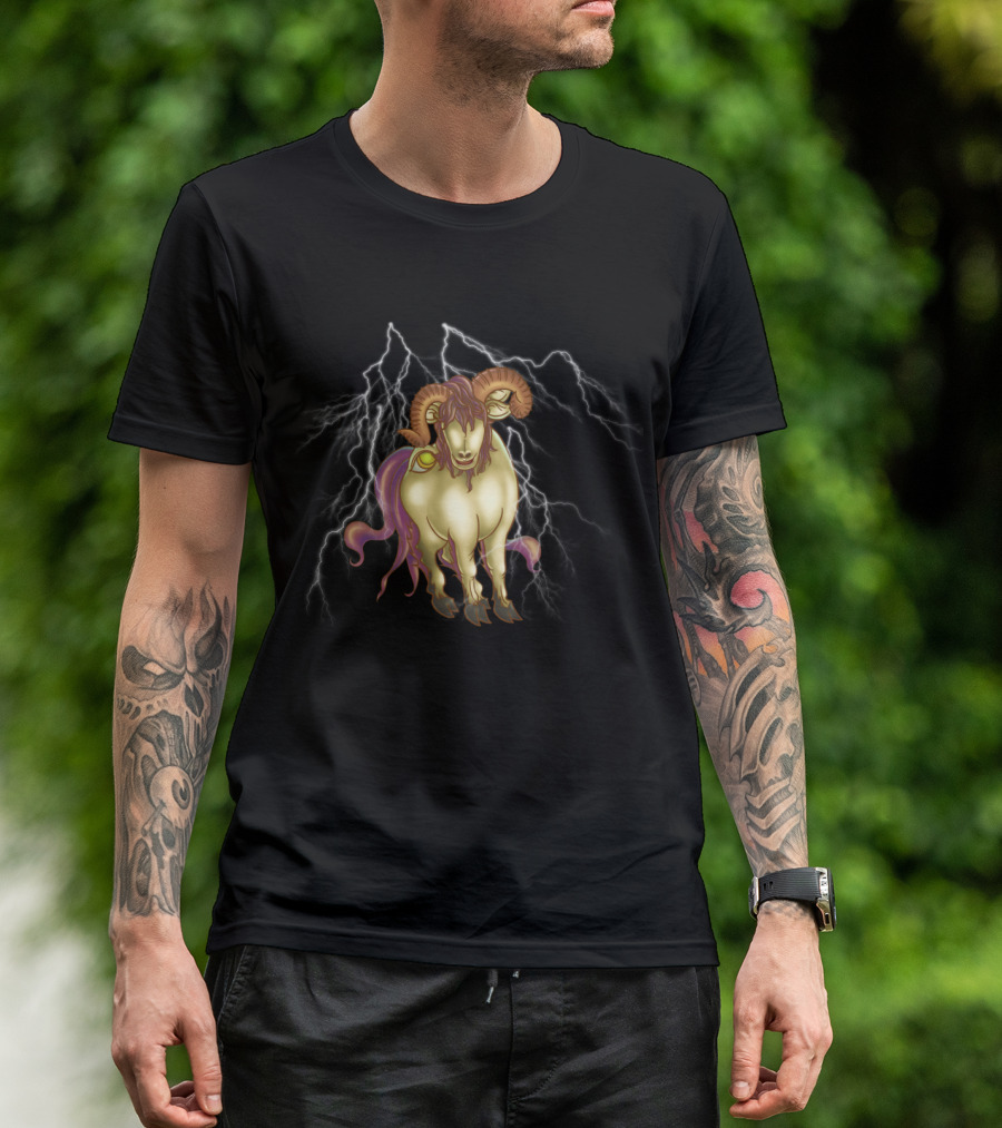 Lightning Ram Creature With Horns - Chinese Monster T-Shirt