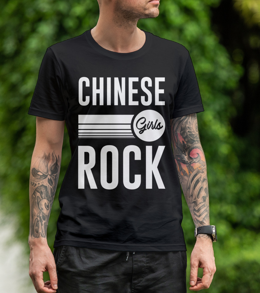 Chinese Girls Rock Bold Statement With Stripes T-Shirt