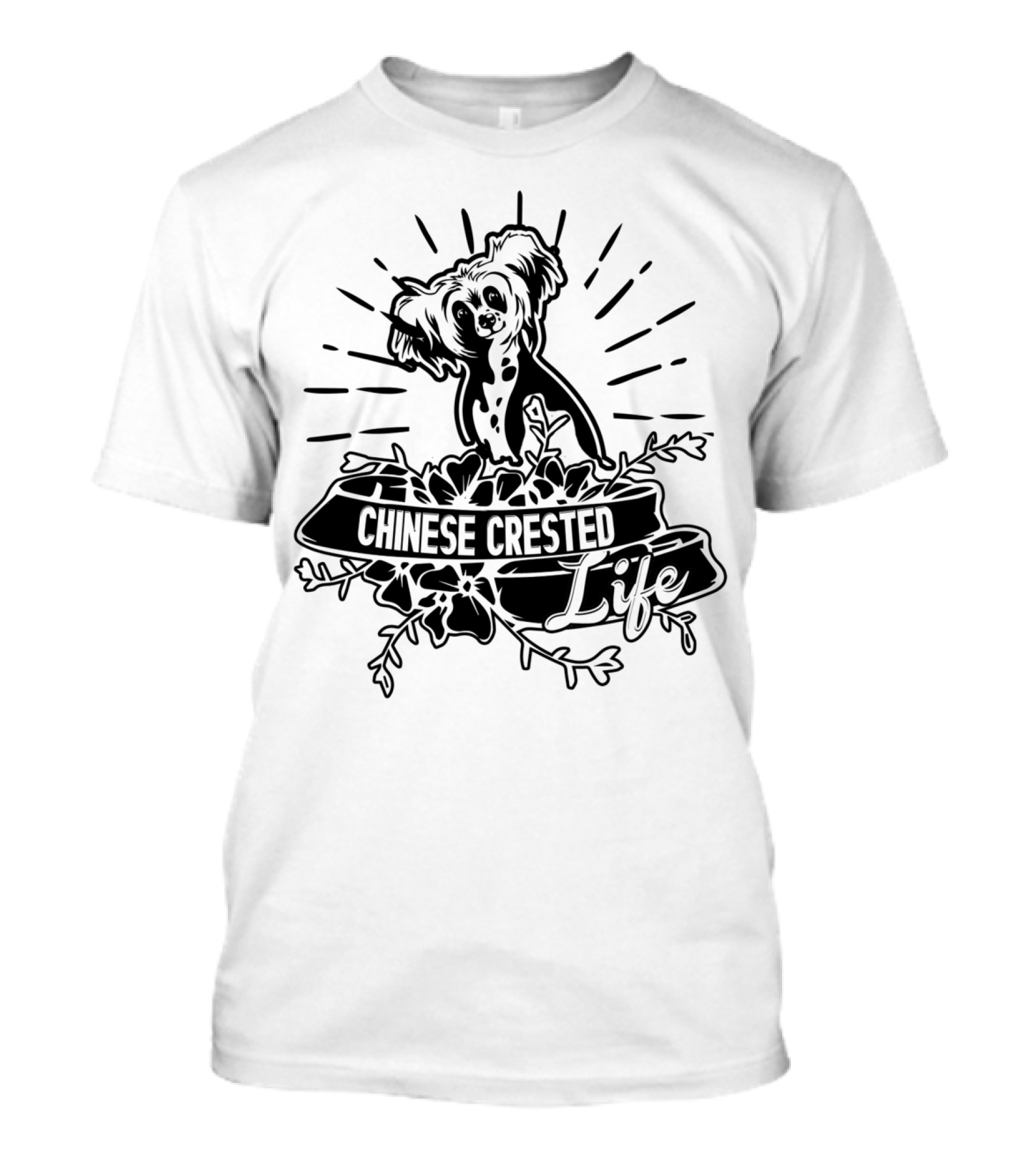 Chinese Crested Life With Radiant Floral Accents T-Shirt