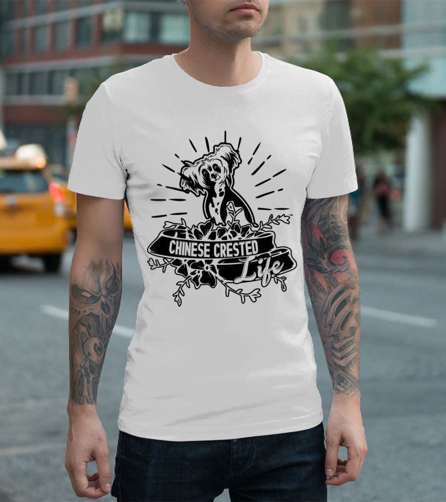 Chinese Crested Life With Radiant Floral Accents T-Shirt