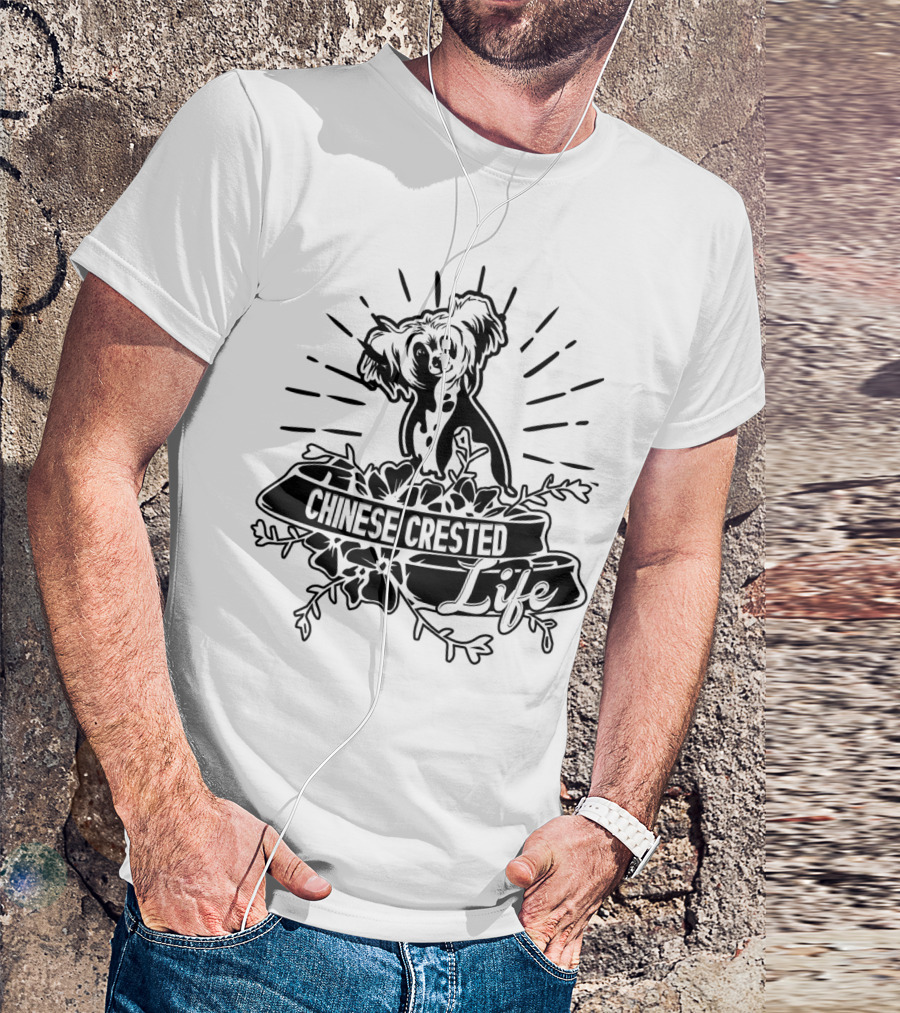 Chinese Crested Life With Radiant Floral Accents T-Shirt