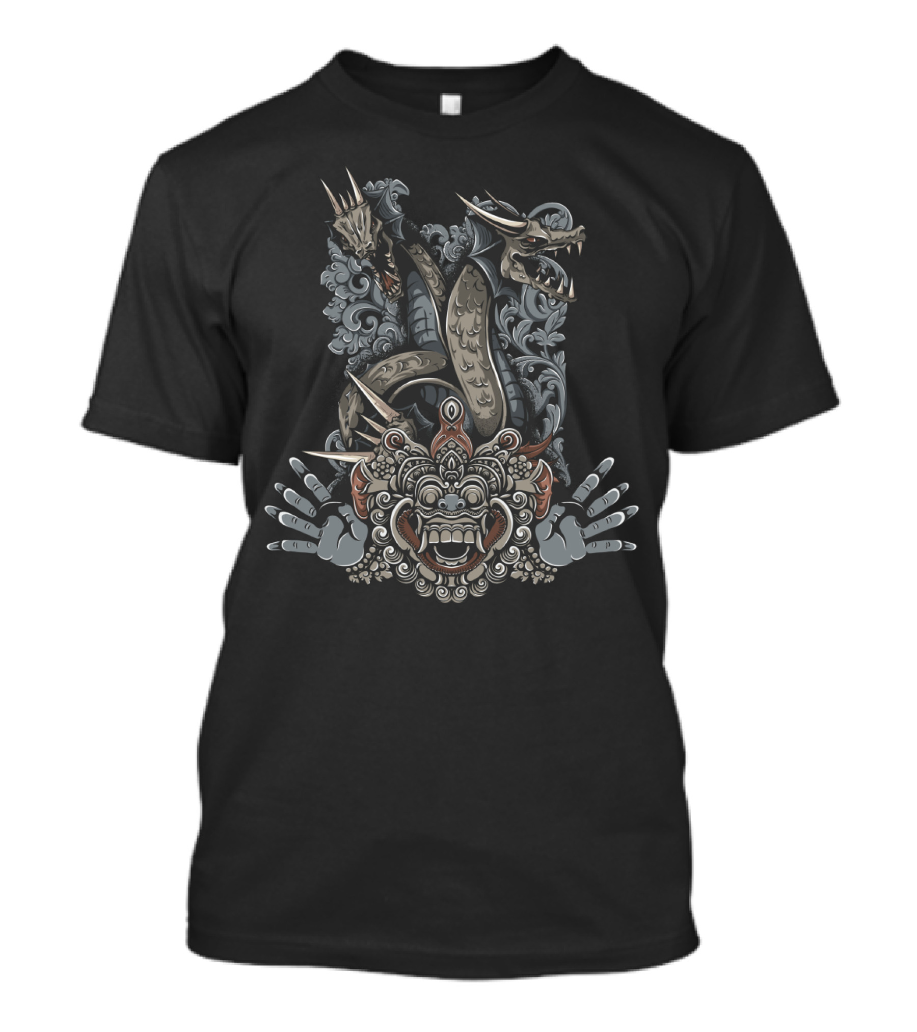 Balinese Barong And Hydra Mythical Creature Fusion T-Shirt