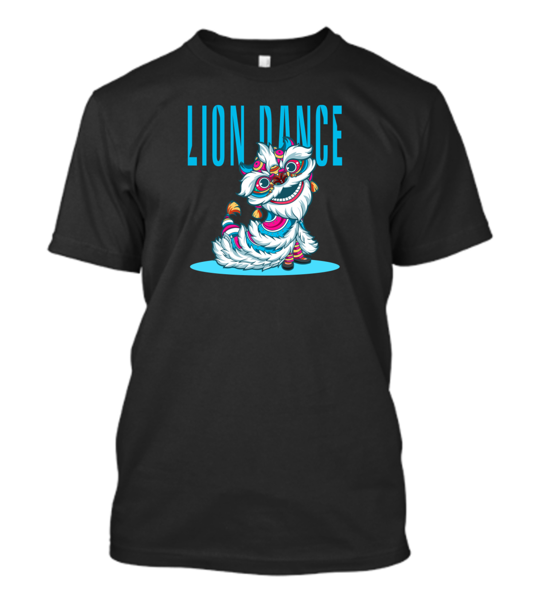 Lion Dance Vibrant Blue And White T-Shirt