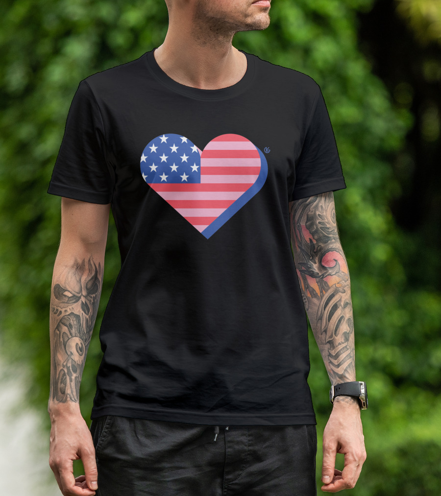 USA Flag Heart T-Shirt