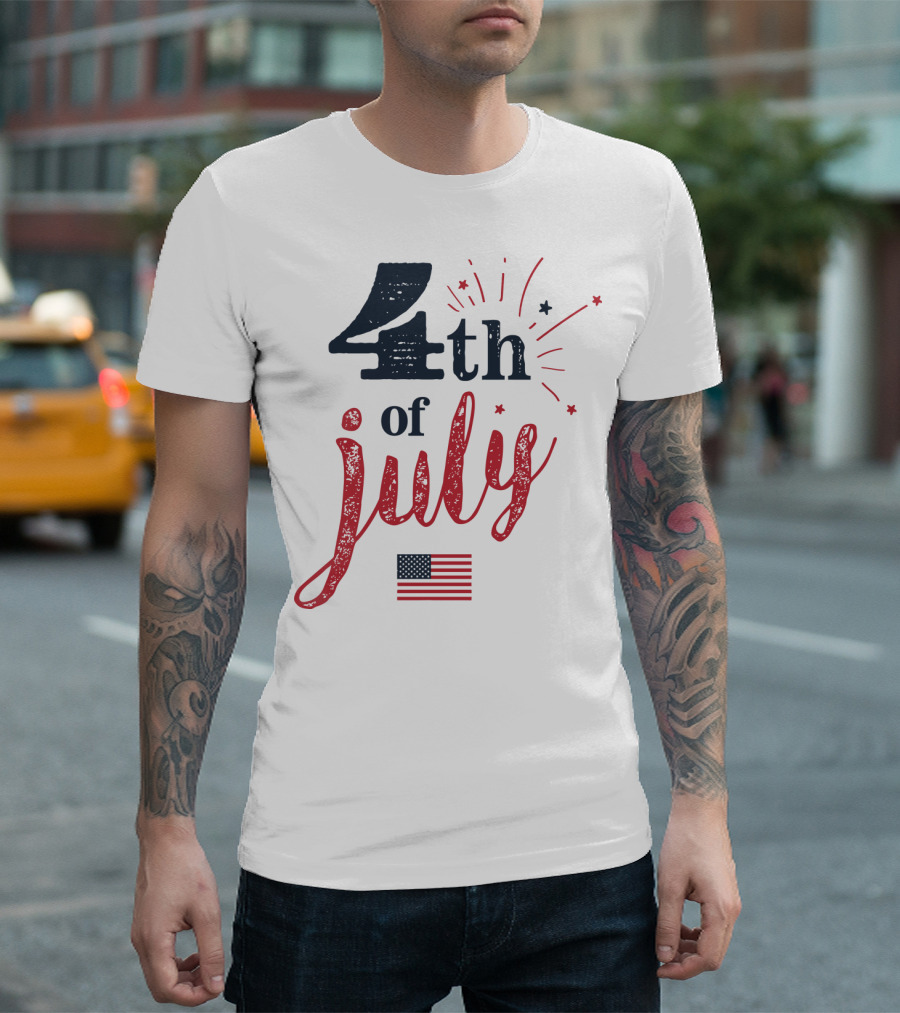 4th July American Flag Fireworks T-Shirt