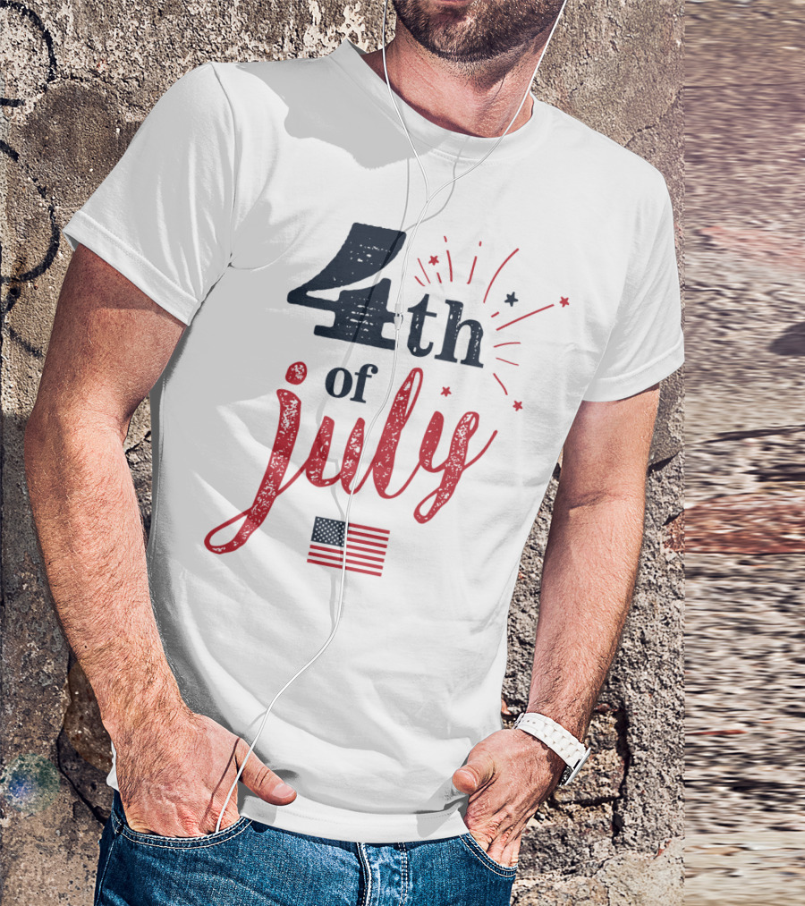 4th July American Flag Fireworks T-Shirt