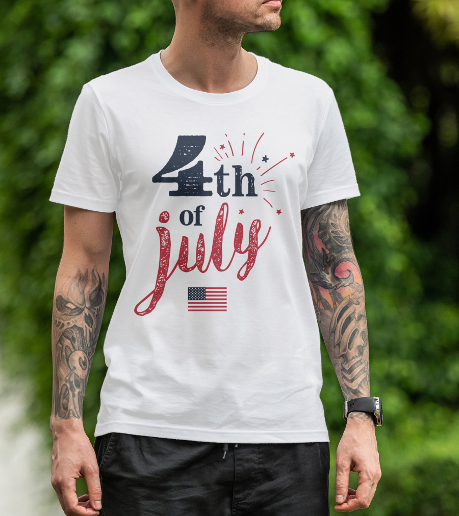 4th July American Flag Fireworks T-Shirt
