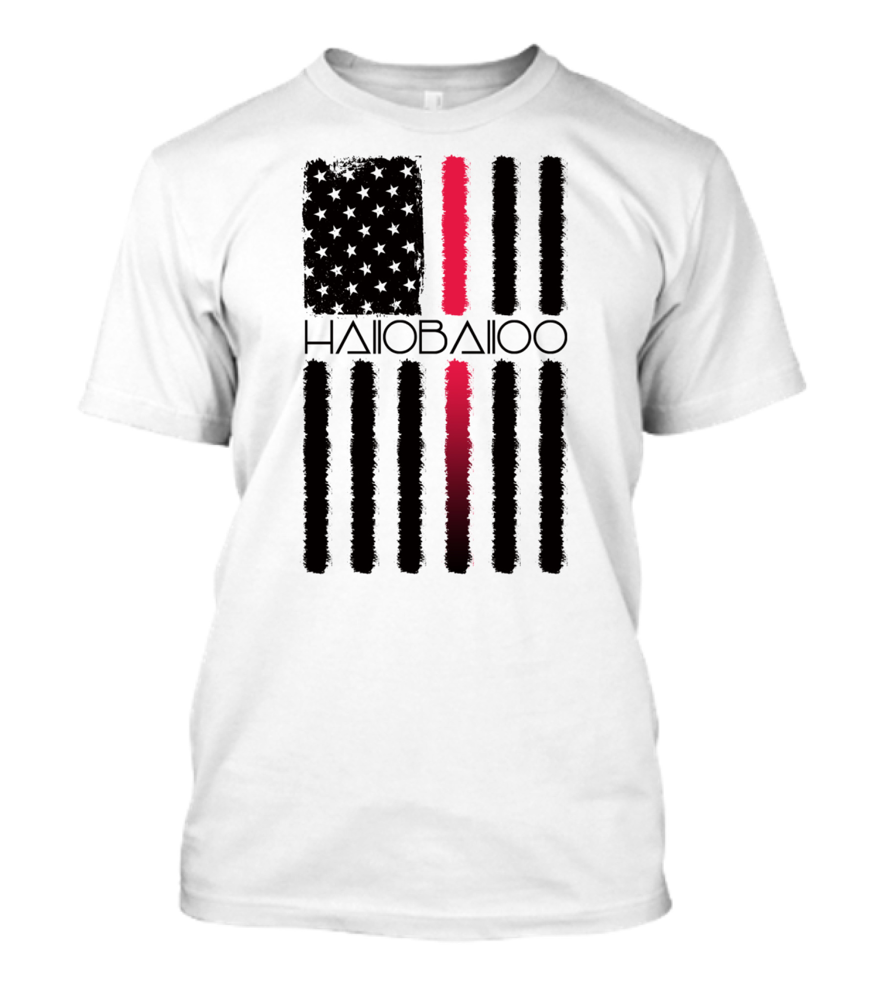 Halloballoo Fourth Of July American Flag With Red Stripe T-Shirt