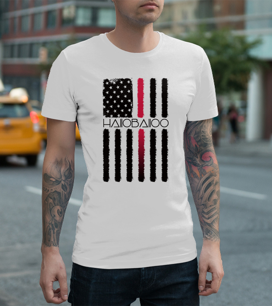 Halloballoo Fourth Of July American Flag With Red Stripe T-Shirt