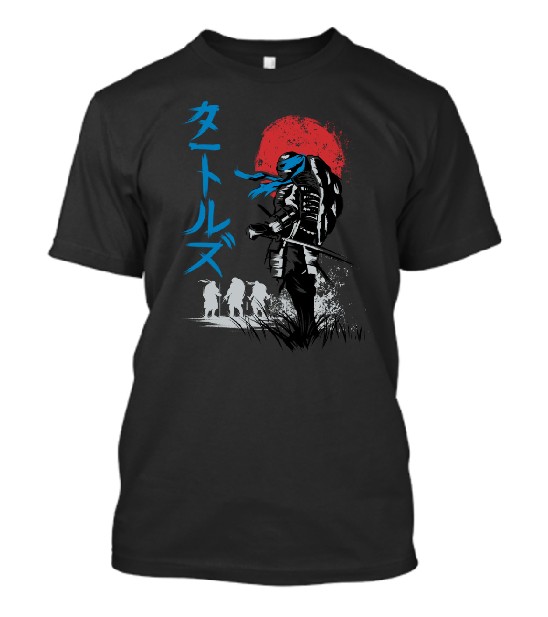 Samurai Leo Katakana With Red Sun And Turtles T-Shirt