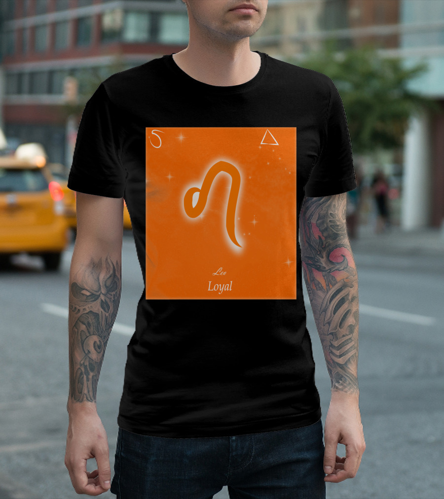 Zodiac Leo Symbol Loyal With Fire And Stars Elements T-Shirt