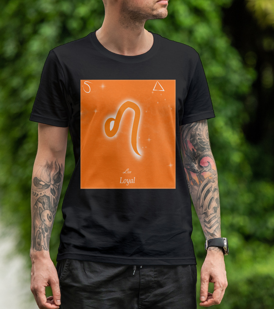 Zodiac Leo Symbol Loyal With Fire And Stars Elements T-Shirt