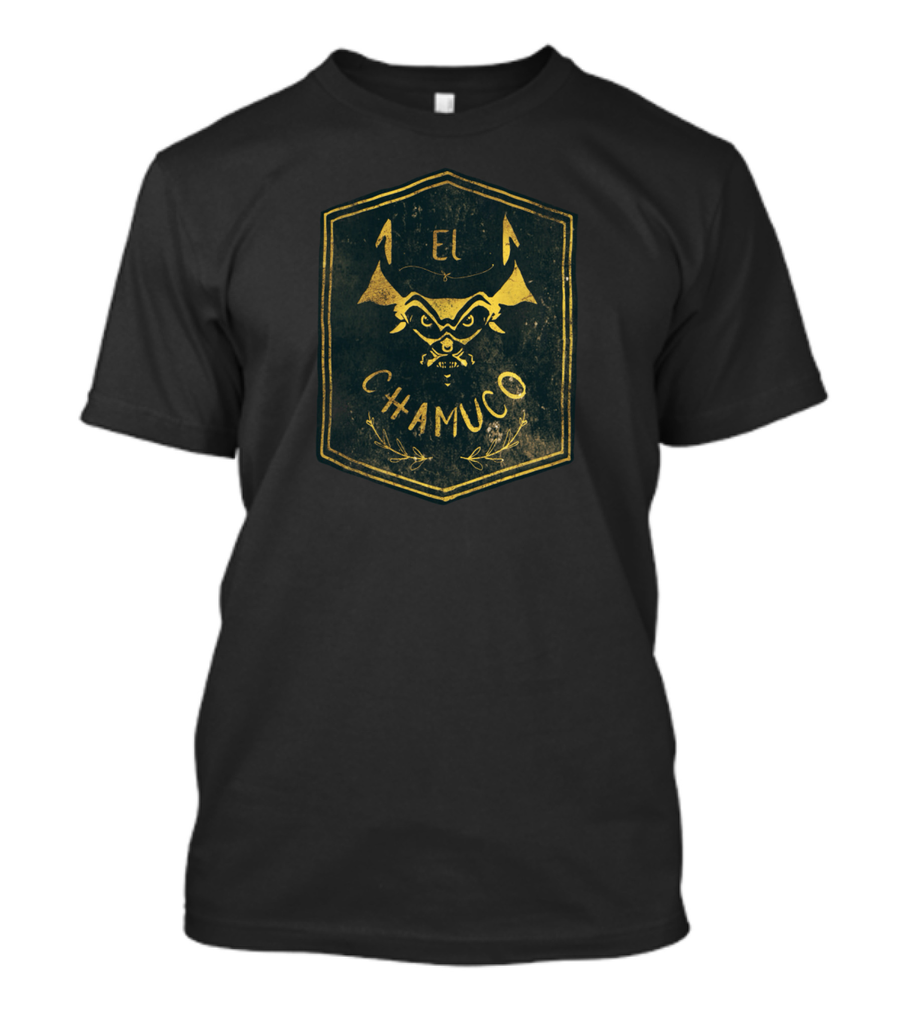 El Chamuco Stylized Mask Emblem Dark Aesthetic T-Shirt