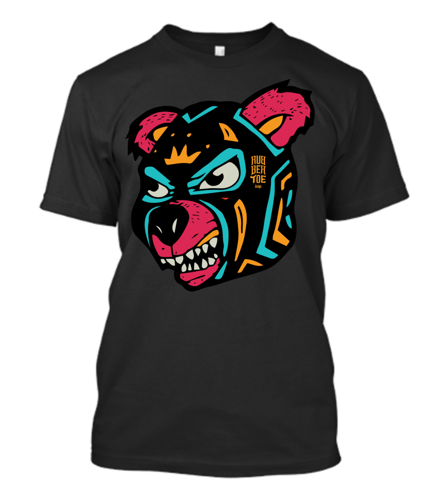 Lucha Libre Rubbertoes Angry Bear Mask With Vibrant Colors T-Shirt