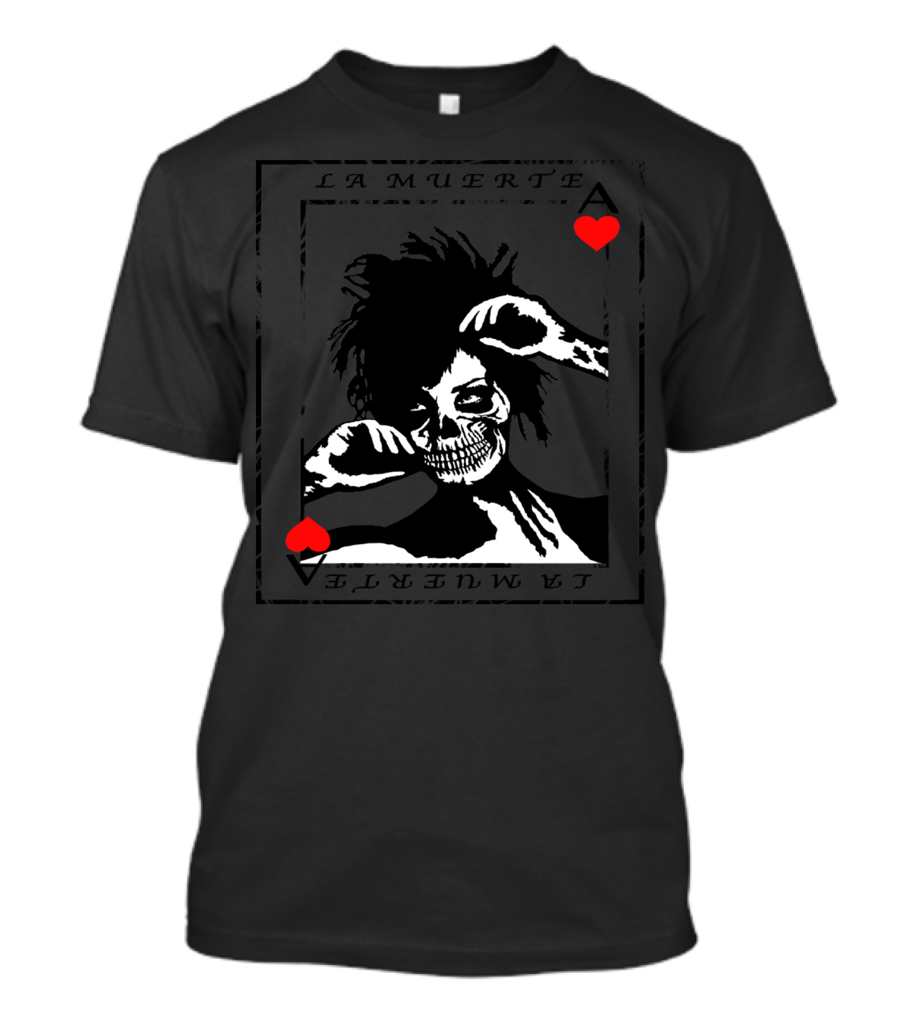La Muerte Ace Of Hearts Skeleton Card T-Shirt