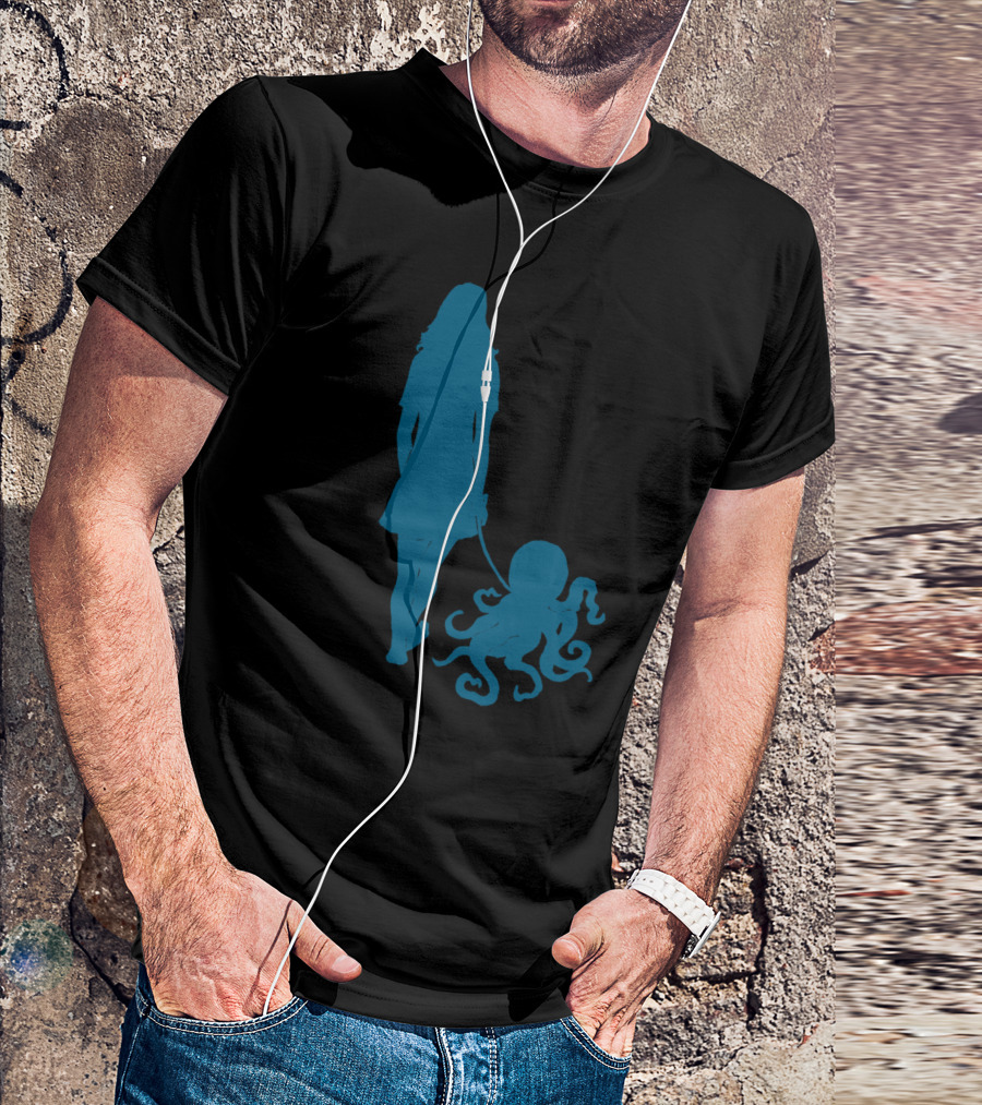 Blue Octo Buddy Silhouette Stroll With Girl T-Shirt