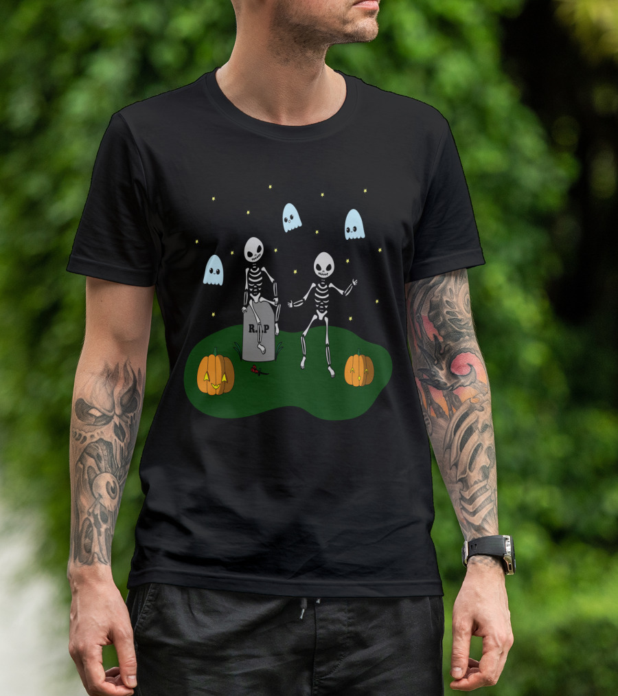 Halloween R.I.P. So Dead Skeletons With Ghosts And Pumpkins T-Shirt
