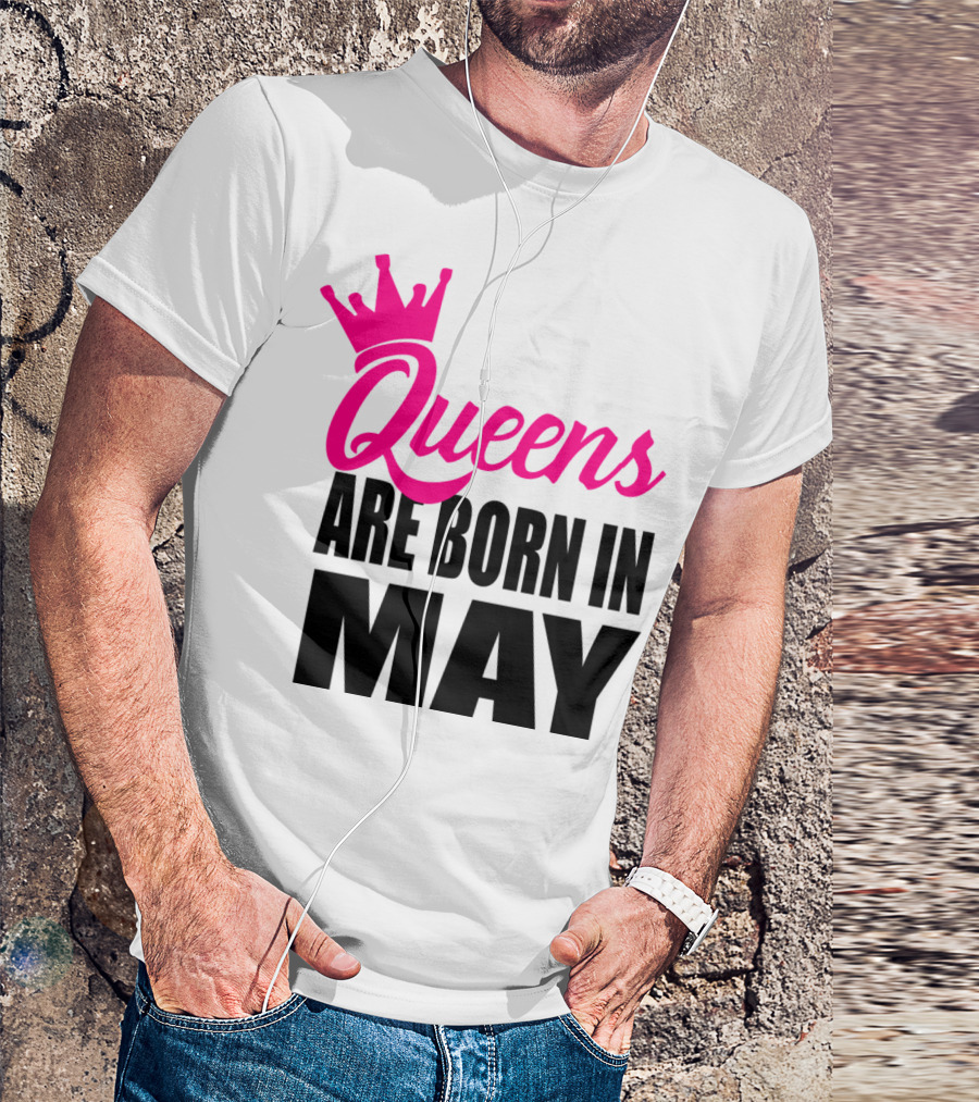 Queens Are Born In May Pink Crown T-Shirt