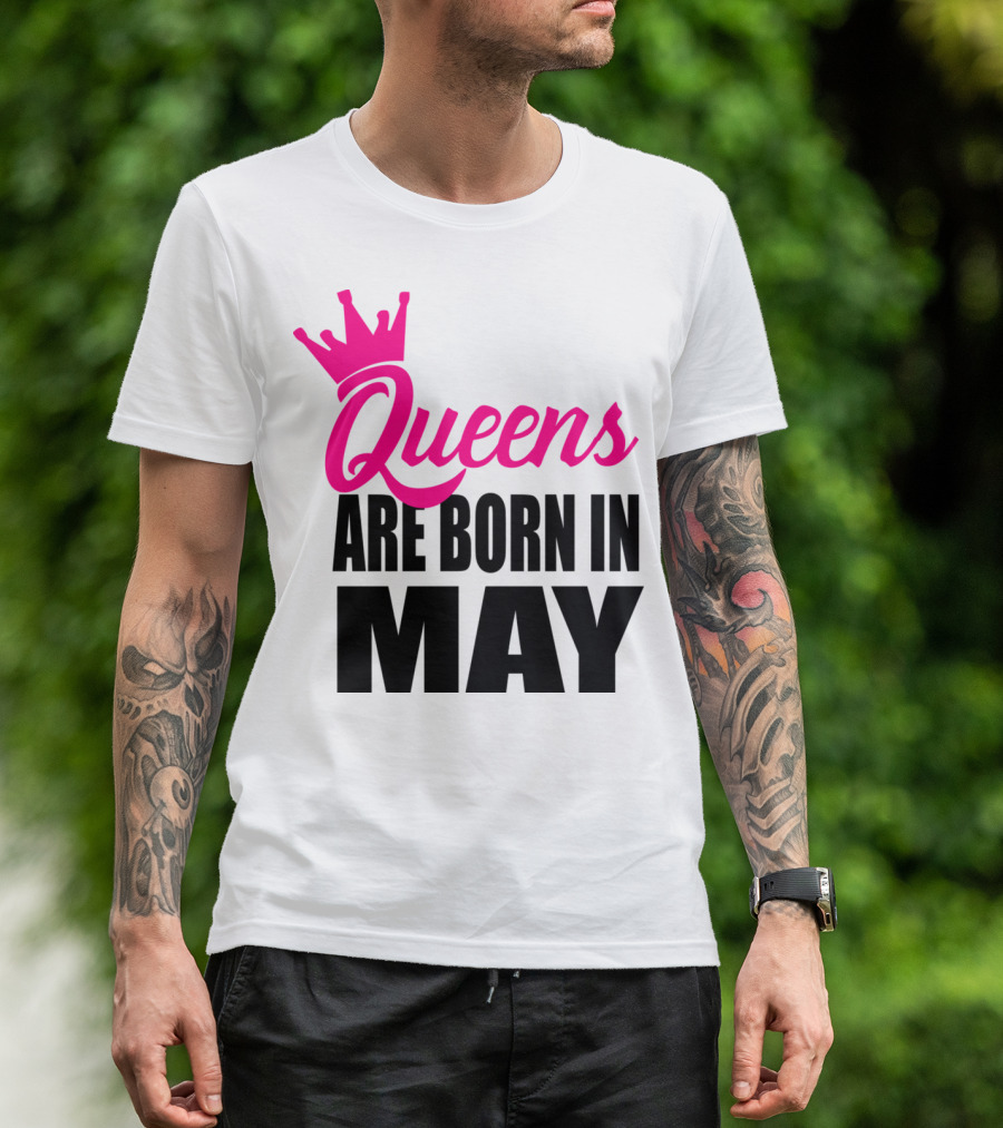 Queens Are Born In May Pink Crown T-Shirt