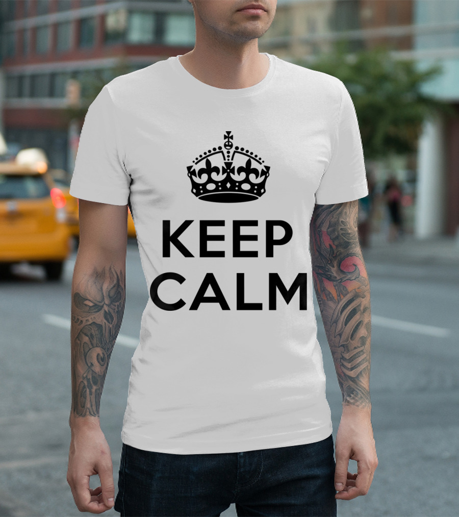 Keep Calm and Add Your Text Customizable Message with Iconic British Crown T-Shirt