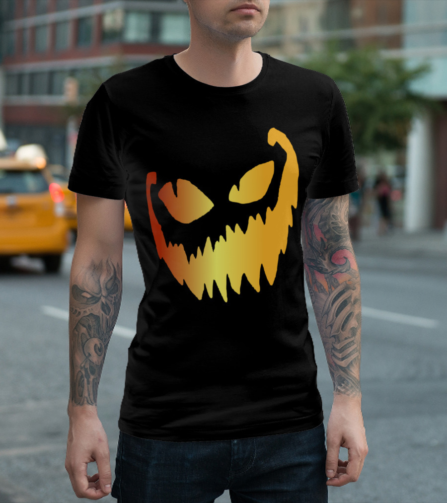 Halloween Grinning Pumpkin with Scary Teeth T-Shirt