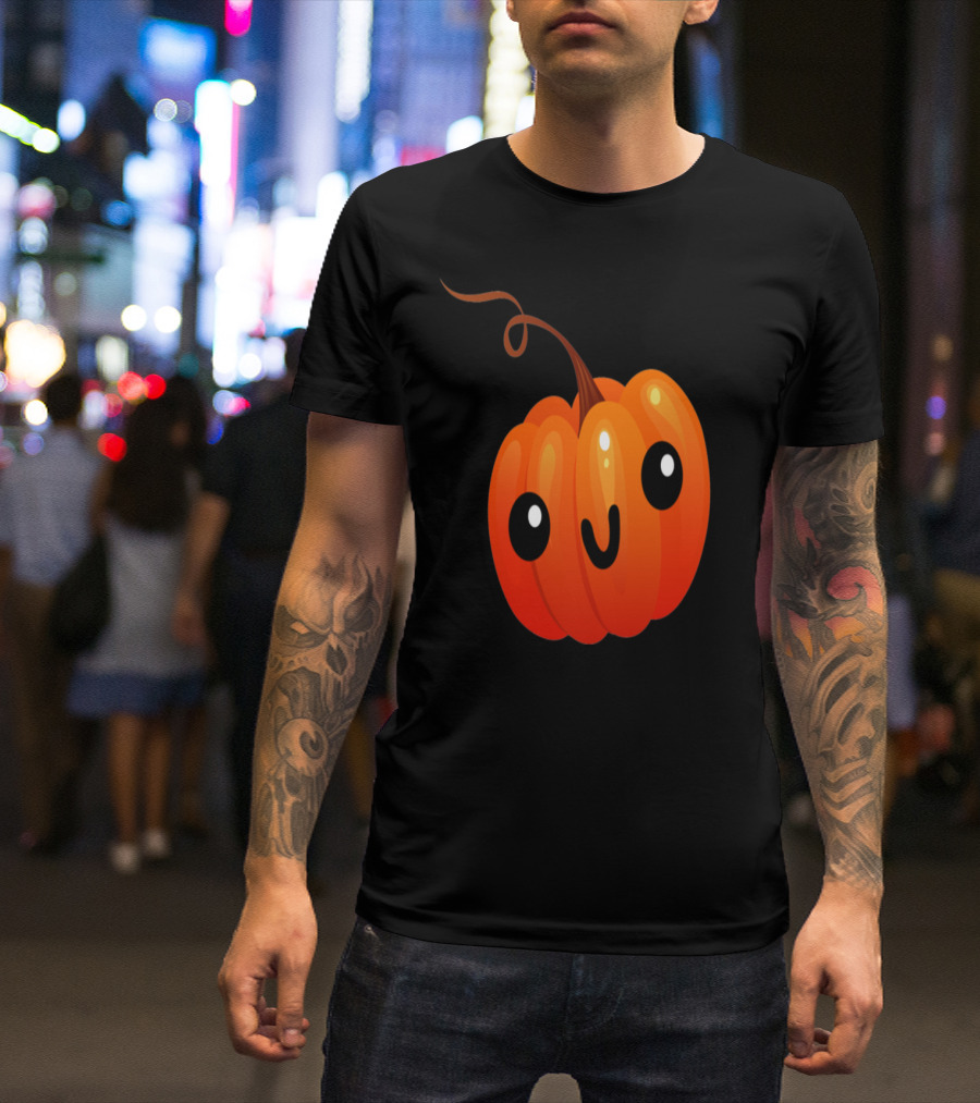Kawaii Pumpkin Adorable Smiling Face Halloween T-Shirt