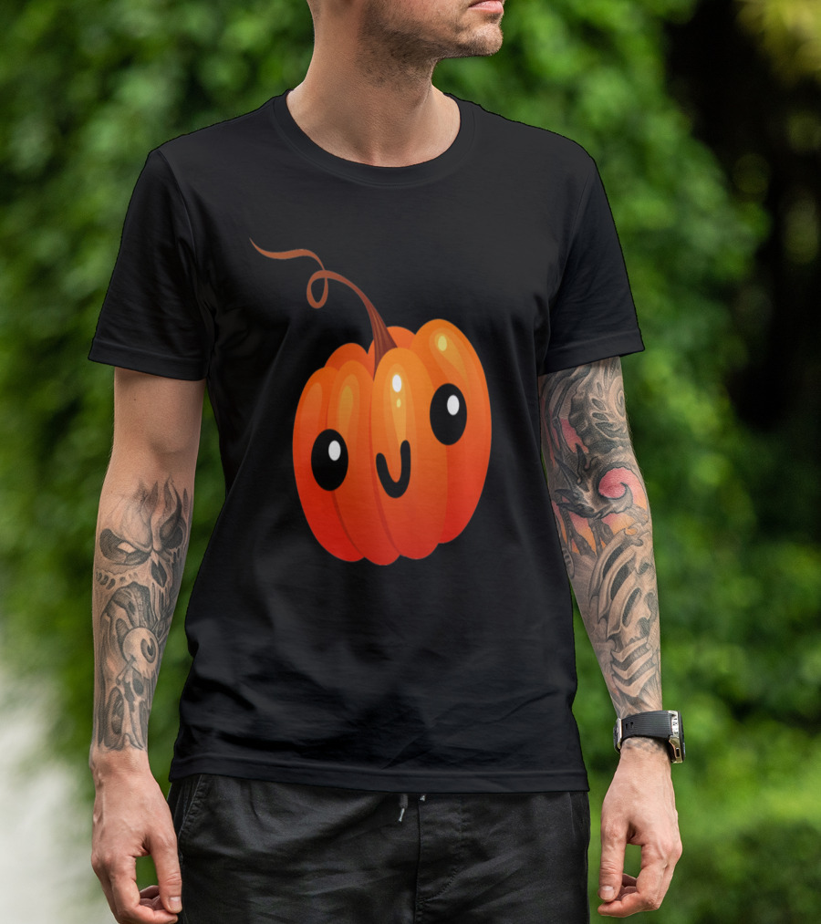 Kawaii Pumpkin Adorable Smiling Face Halloween T-Shirt