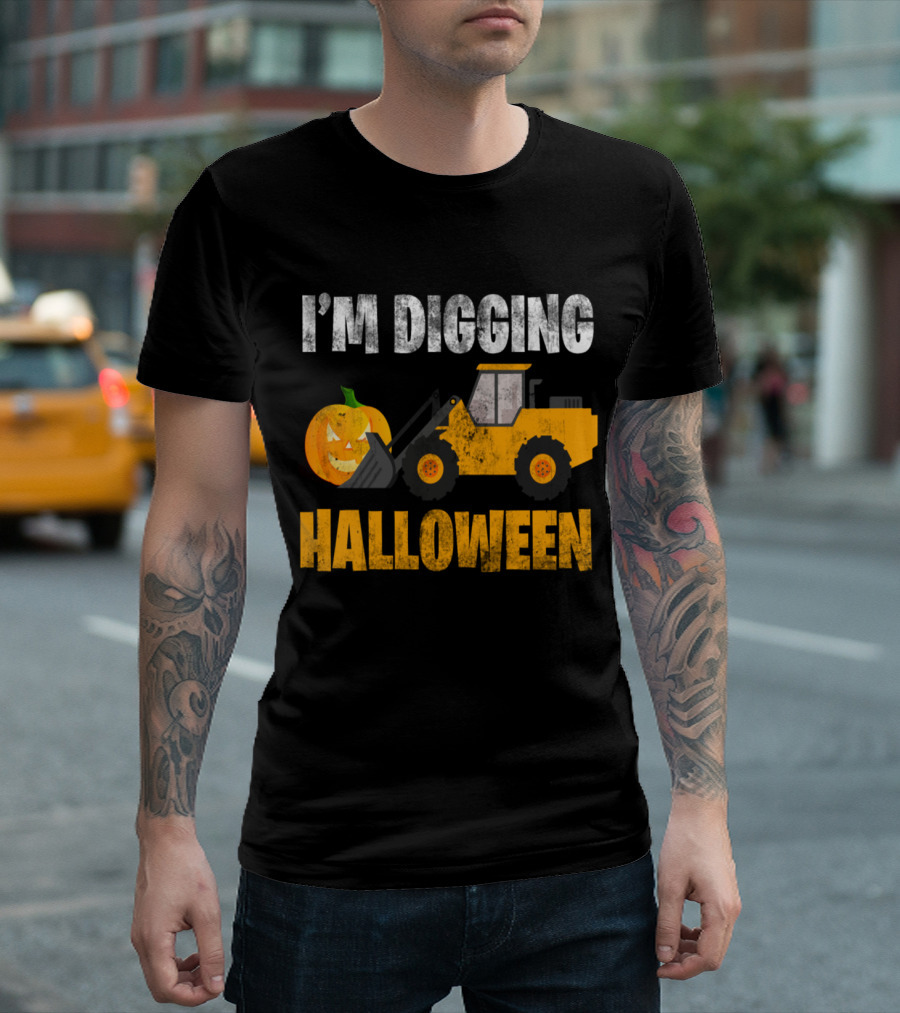 Halloween Pumpkin Spice Excavator Monster I'm Digging Halloween T-Shirt